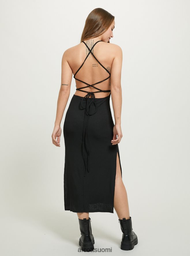 vaatetus fi Alcott naiset vestito lace up con scollo sul back musta HL28P063