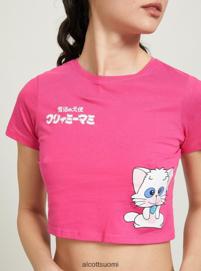 vaatetus fi Alcott naiset kermainen rajattu t-paita fx2 fuxia medium HL28P0341