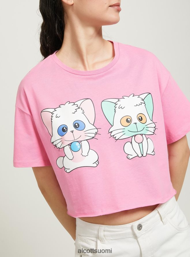 vaatetus fi Alcott naiset kermainen rajattu t-paita pk2 vaaleanpunainen medium HL28P0378