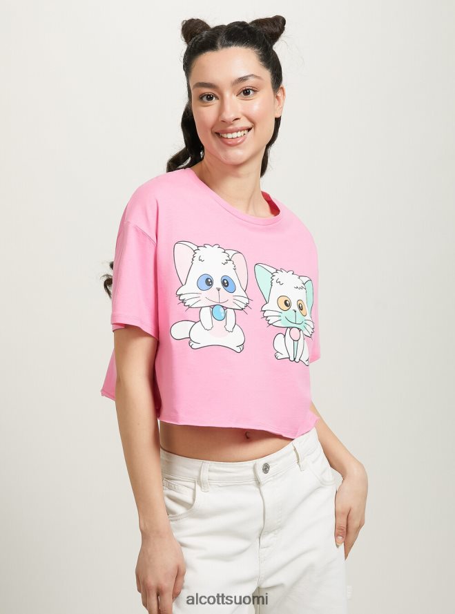 vaatetus fi Alcott naiset kermainen rajattu t-paita pk2 vaaleanpunainen medium HL28P0378