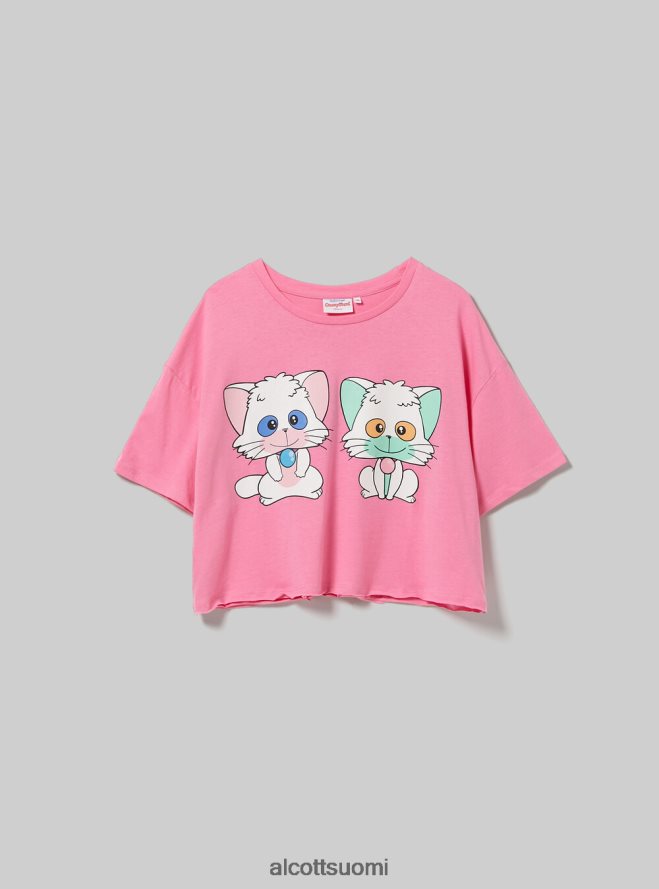 vaatetus fi Alcott naiset kermainen rajattu t-paita pk2 vaaleanpunainen medium HL28P0378
