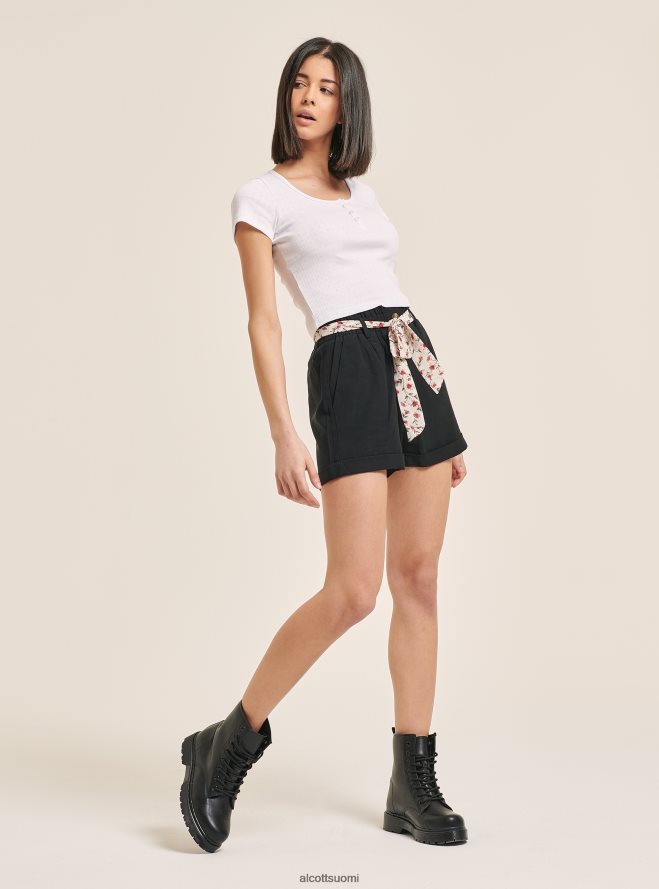 vaatetus fi Alcott naiset leikattu puuvillapusero napeilla musta HL28P0215