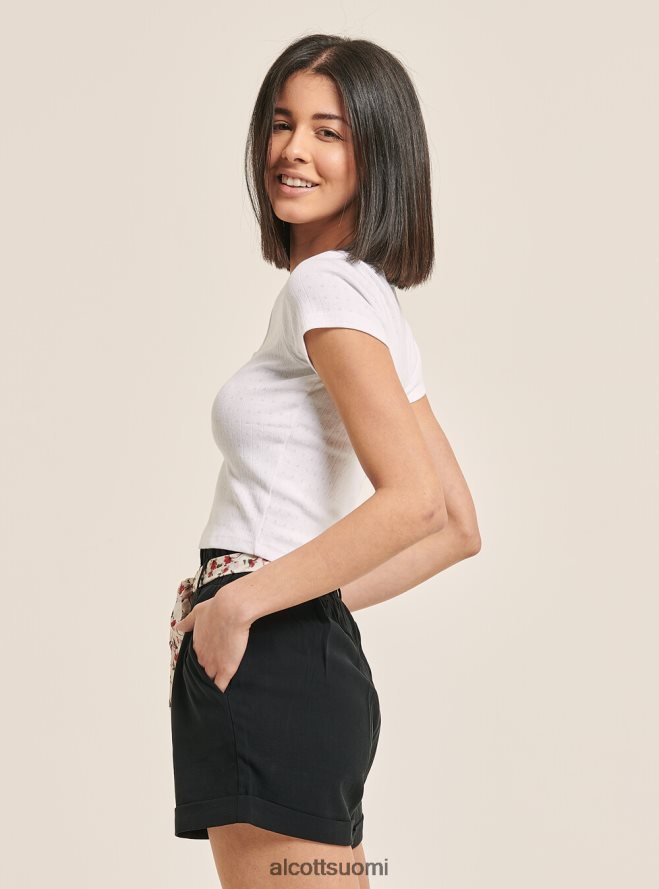 vaatetus fi Alcott naiset leikattu puuvillapusero napeilla musta HL28P0215
