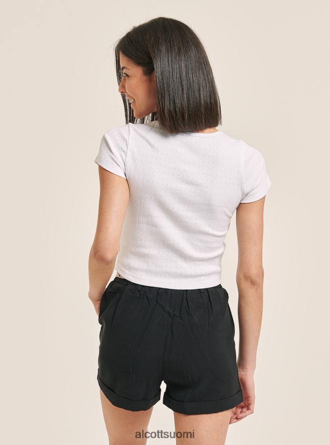 vaatetus fi Alcott naiset leikattu puuvillapusero napeilla musta HL28P0215