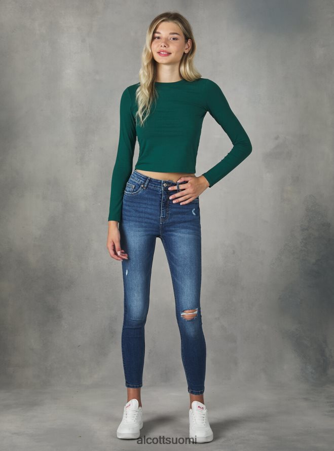 vaatetus fi Alcott naiset lyhennetty pitkähihainen t-paita bk1 musta HL28P0297