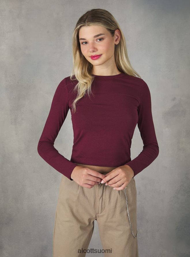 vaatetus fi Alcott naiset lyhennetty pitkähihainen t-paita bk1 musta HL28P0354