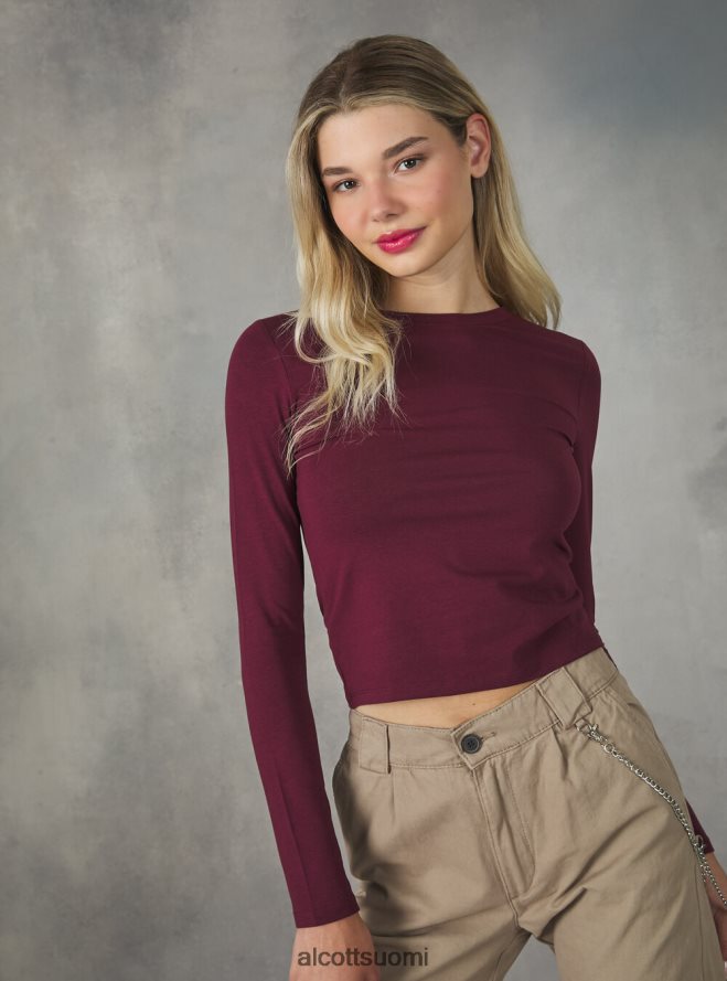 vaatetus fi Alcott naiset lyhennetty pitkähihainen t-paita bk1 musta HL28P0354