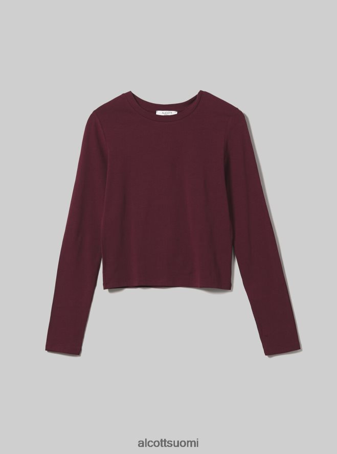 vaatetus fi Alcott naiset lyhennetty pitkähihainen t-paita bk1 musta HL28P0354