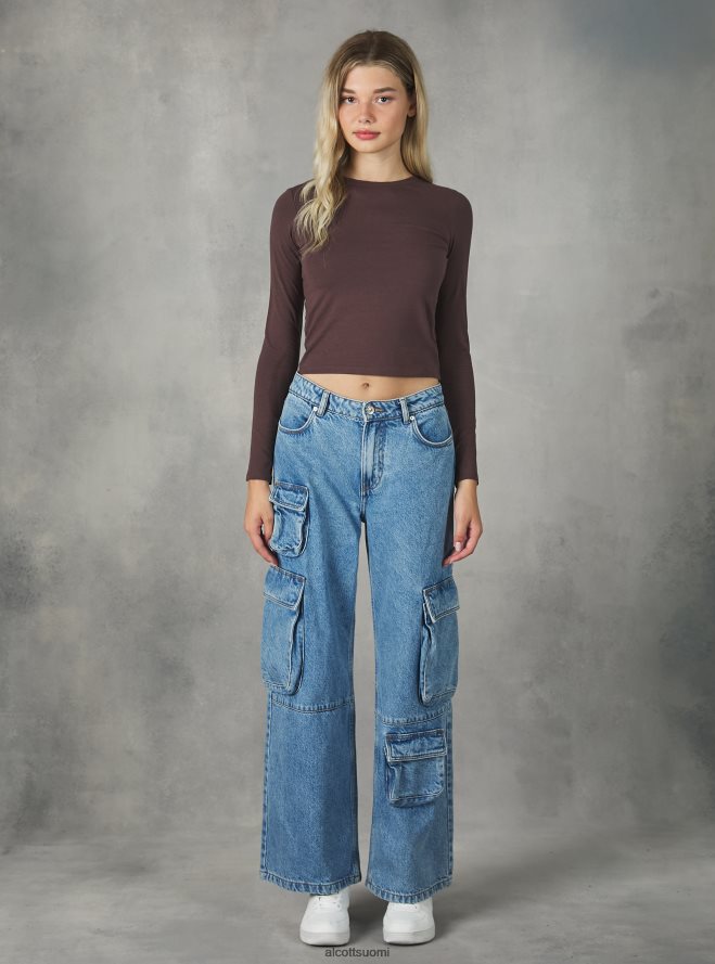 vaatetus fi Alcott naiset lyhennetty pitkähihainen t-paita bk1 musta HL28P0481