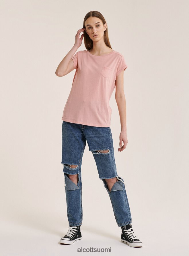 vaatetus fi Alcott naiset perus puuvillainen t-paita rintataskulla valkoinen HL28P0169