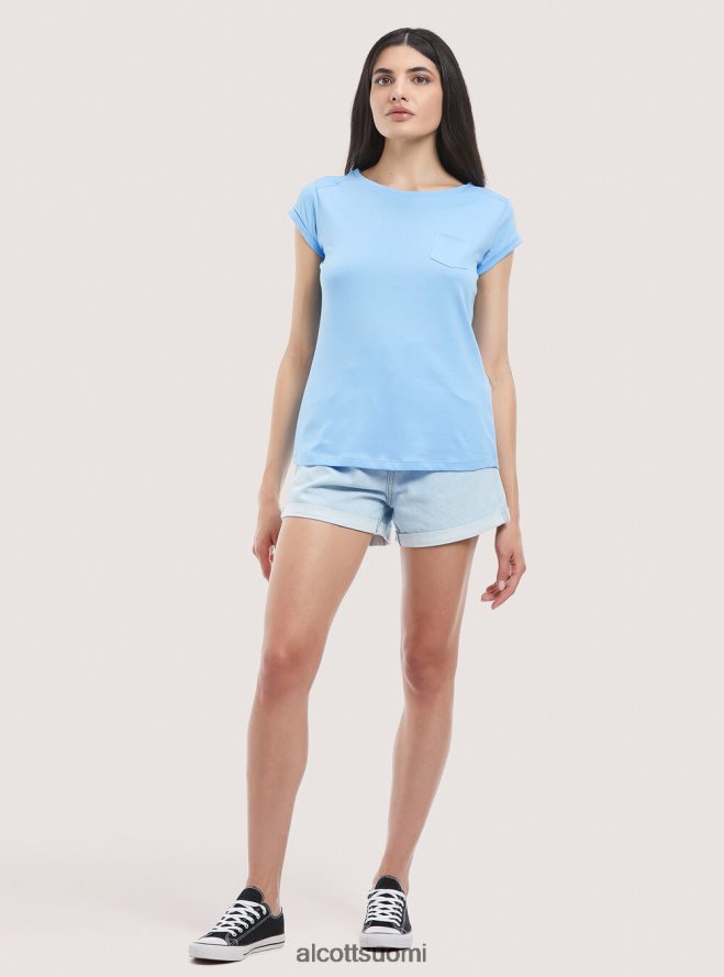 vaatetus fi Alcott naiset perus puuvillainen t-paita rintataskulla valkoinen HL28P0171