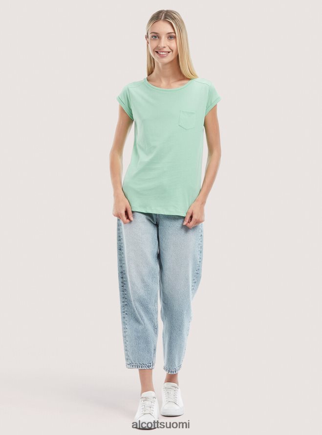 vaatetus fi Alcott naiset perus puuvillainen t-paita rintataskulla valkoinen HL28P0210