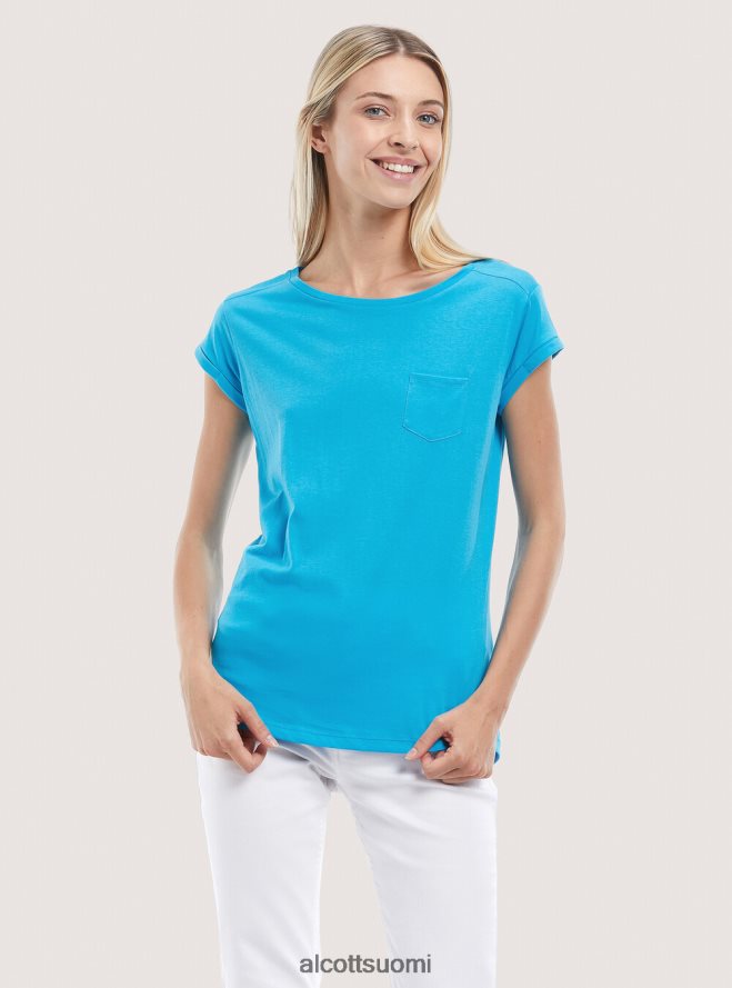 vaatetus fi Alcott naiset perus puuvillainen t-paita rintataskulla valkoinen HL28P0343