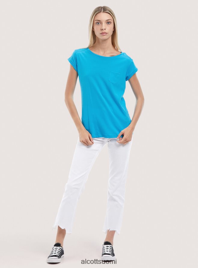 vaatetus fi Alcott naiset perus puuvillainen t-paita rintataskulla valkoinen HL28P0343