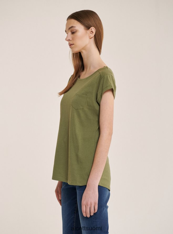 vaatetus fi Alcott naiset perus puuvillainen t-paita rintataskulla valkoinen HL28P0375