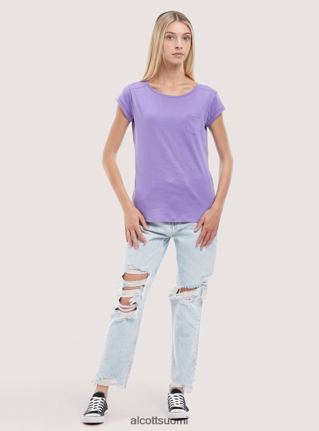 vaatetus fi Alcott naiset perus puuvillainen t-paita rintataskulla valkoinen HL28P0442