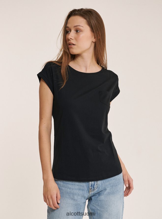 vaatetus fi Alcott naiset perus puuvillainen t-paita rintataskulla valkoinen HL28P0489