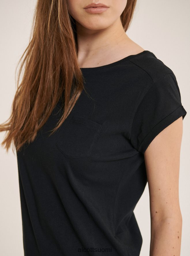 vaatetus fi Alcott naiset perus puuvillainen t-paita rintataskulla valkoinen HL28P0489