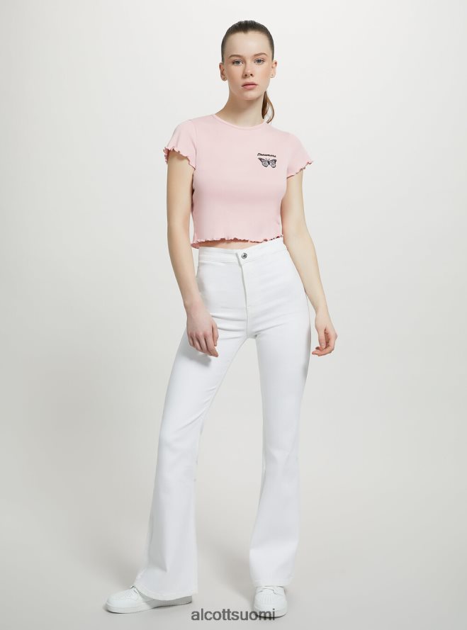 vaatetus fi Alcott naiset puuvillainen t-paita brodeerauksella valkoinen HL28P056