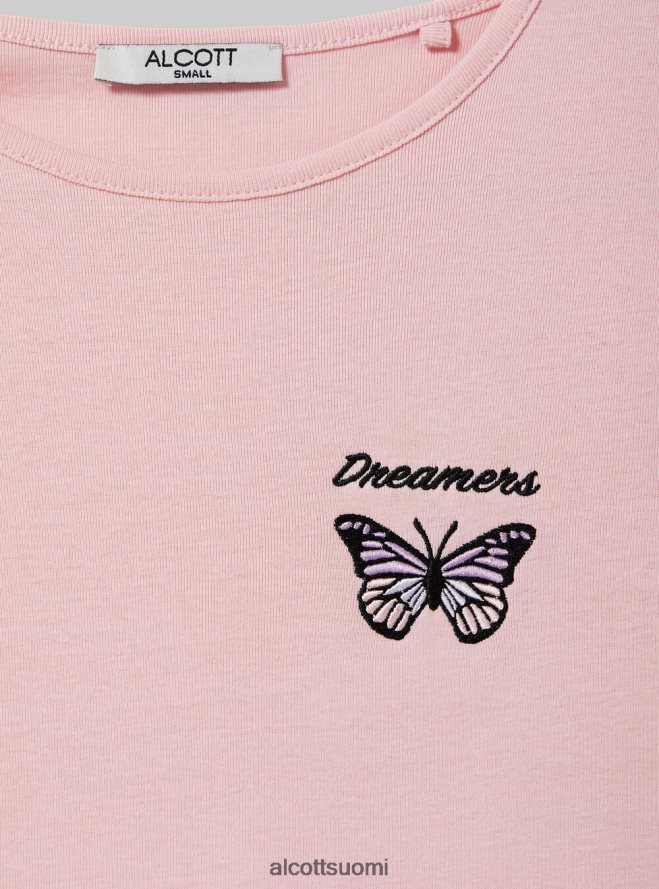 vaatetus fi Alcott naiset puuvillainen t-paita brodeerauksella valkoinen HL28P056