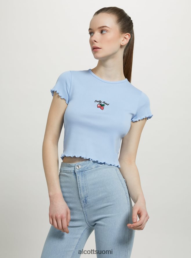 vaatetus fi Alcott naiset puuvillainen t-paita brodeerauksella valkoinen HL28P078