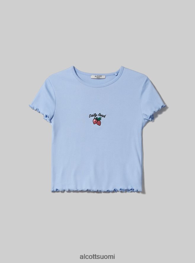 vaatetus fi Alcott naiset puuvillainen t-paita brodeerauksella valkoinen HL28P078