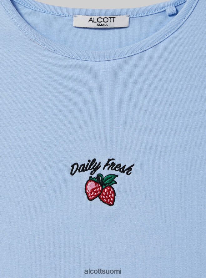 vaatetus fi Alcott naiset puuvillainen t-paita brodeerauksella valkoinen HL28P078