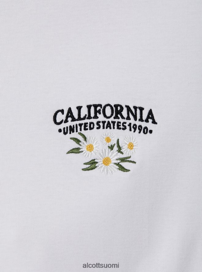 vaatetus fi Alcott naiset puuvillainen t-paita brodeerauksella valkoinen HL28P079