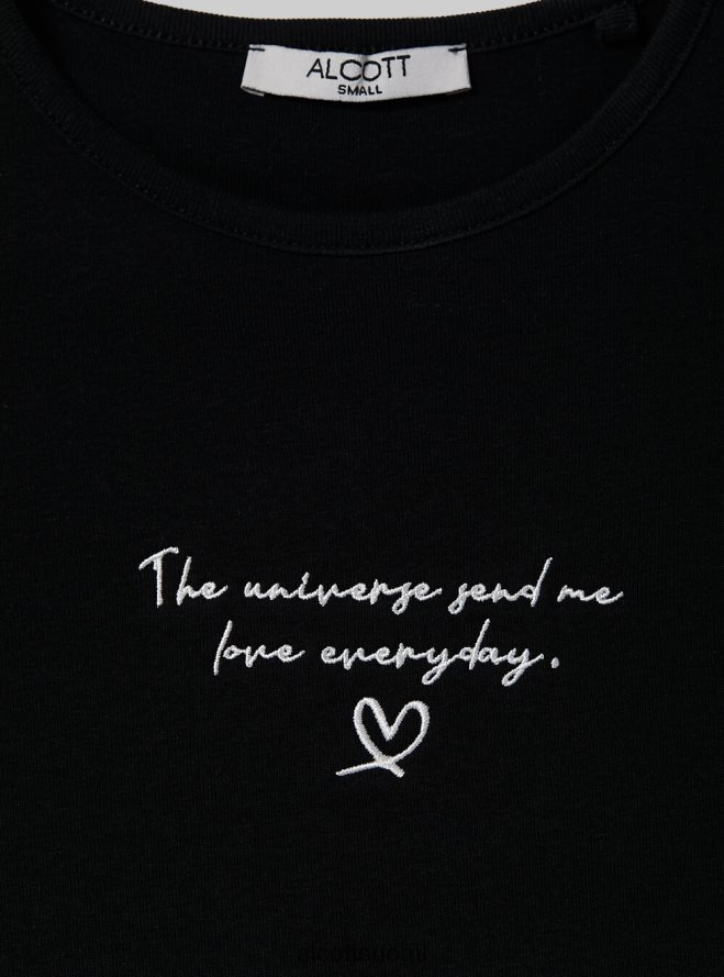 vaatetus fi Alcott naiset puuvillainen t-paita brodeerauksella valkoinen HL28P081