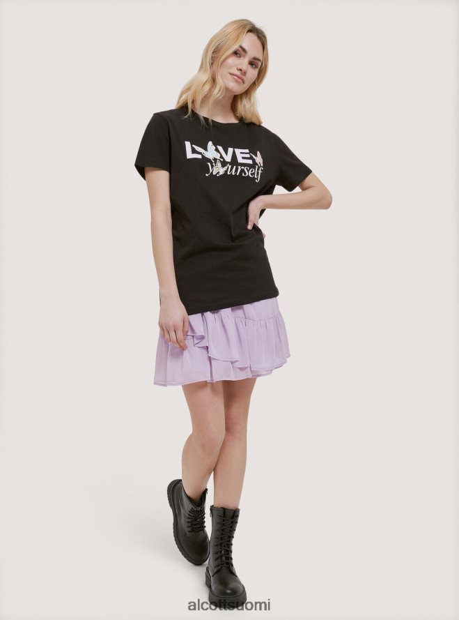 vaatetus fi Alcott naiset puuvillainen t-paita painatuksella musta HL28P0196