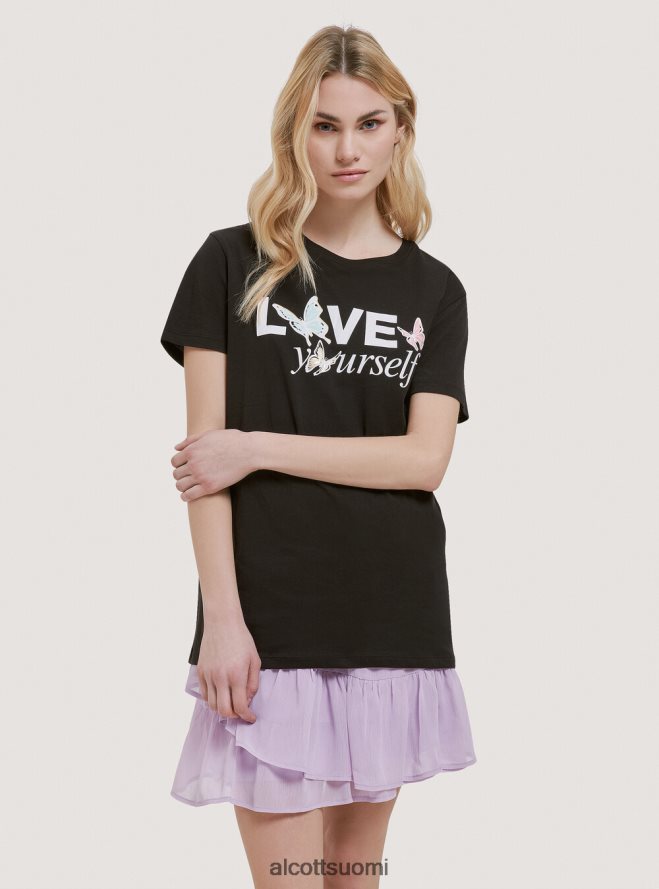 vaatetus fi Alcott naiset puuvillainen t-paita painatuksella musta HL28P0196