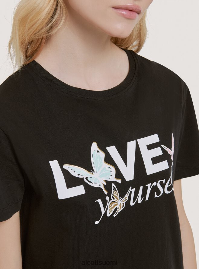 vaatetus fi Alcott naiset puuvillainen t-paita painatuksella musta HL28P0196