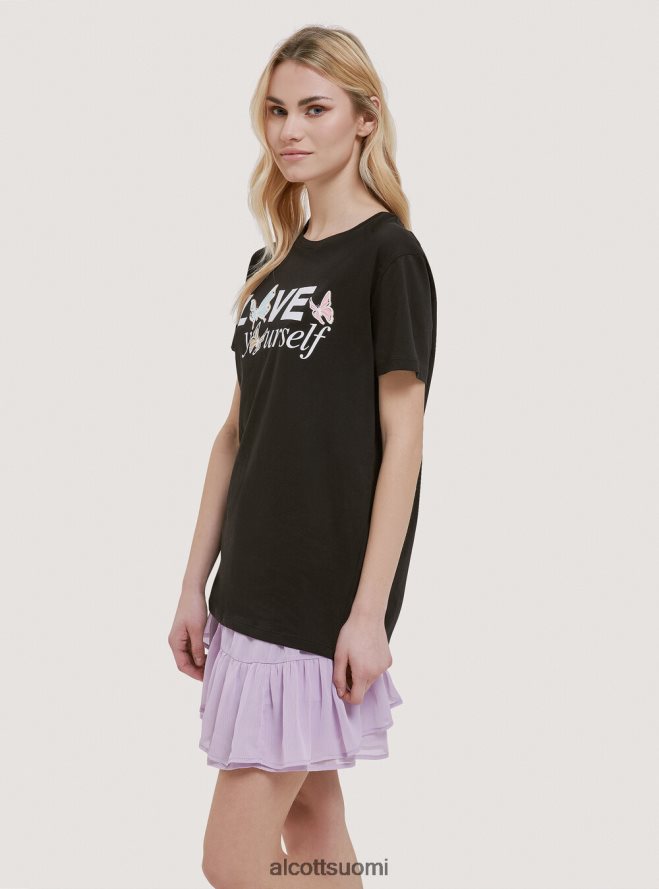 vaatetus fi Alcott naiset puuvillainen t-paita painatuksella musta HL28P0196