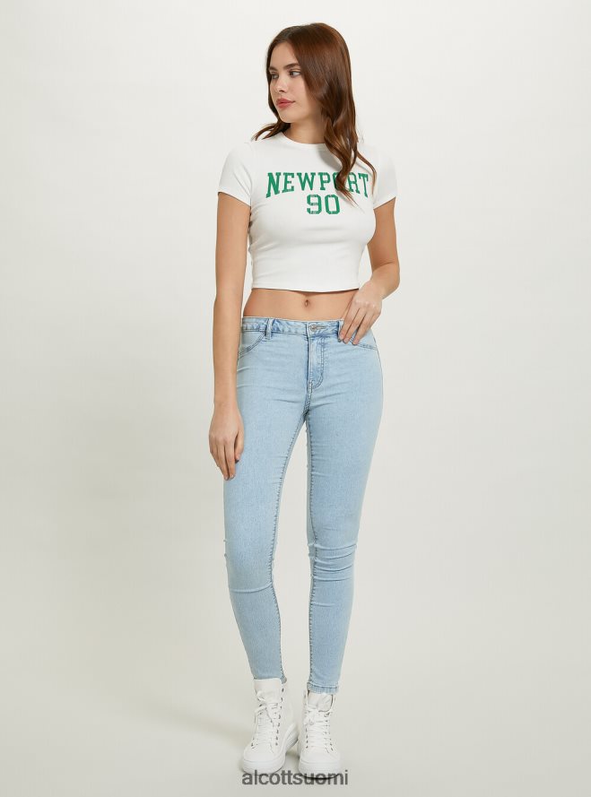 vaatetus fi Alcott naiset rajattu t-paita collegeprintillä wh2 valkoinen HL28P0342