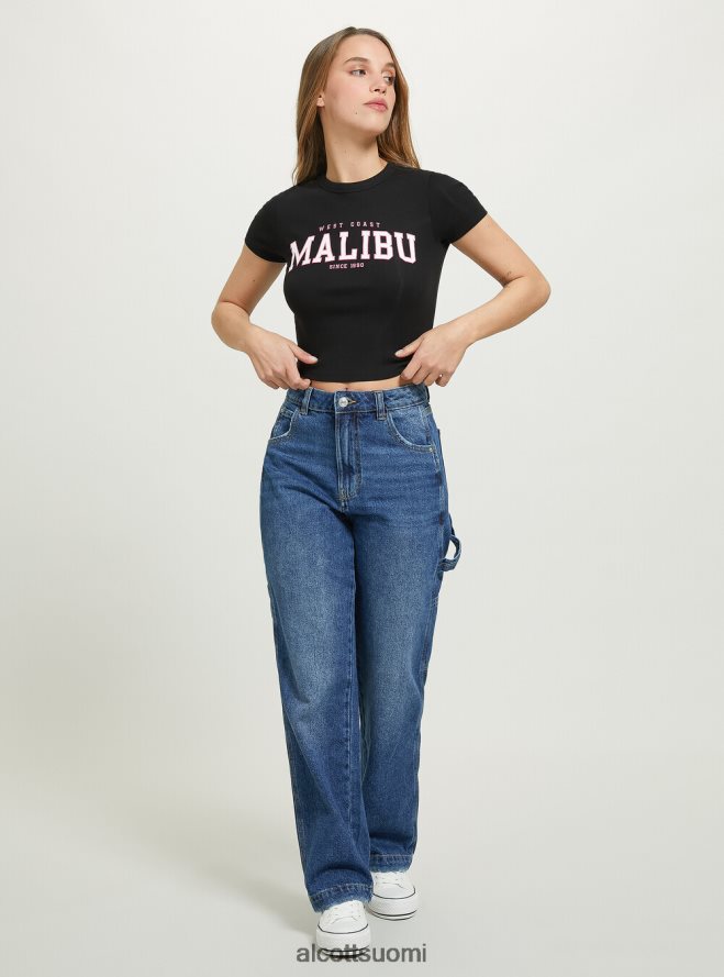 vaatetus fi Alcott naiset rajattu t-paita collegeprintillä wh2 valkoinen HL28P0372