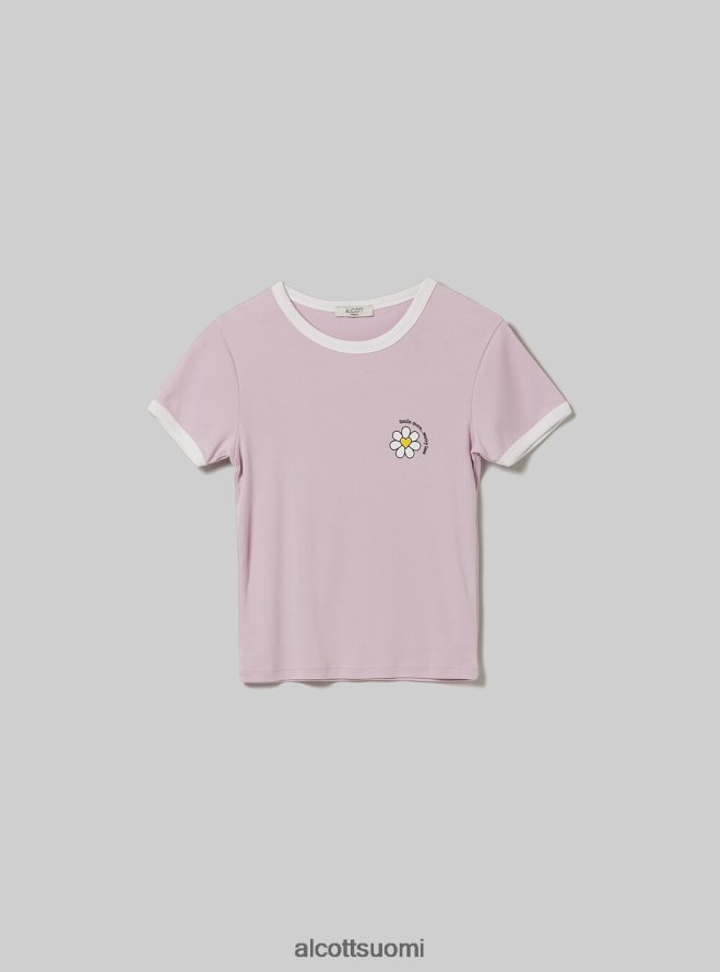 vaatetus fi Alcott naiset t-paita printillä ja kontrastivärillä c4546 lillac HL28P09