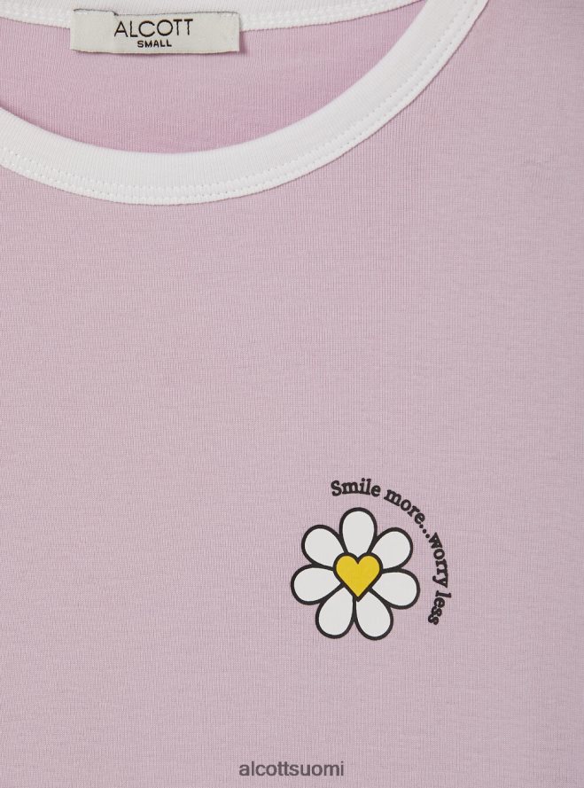 vaatetus fi Alcott naiset t-paita printillä ja kontrastivärillä c4546 lillac HL28P09
