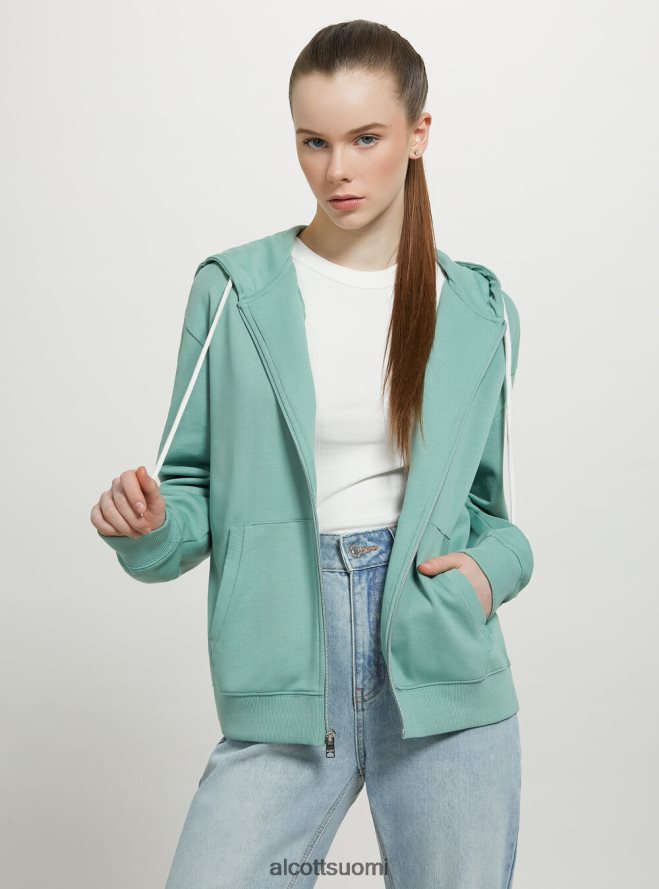 vaatetus fi Alcott naiset puuvillainen peruspusero vetoketjulla ja hupulla taivaansininen HL28P0100