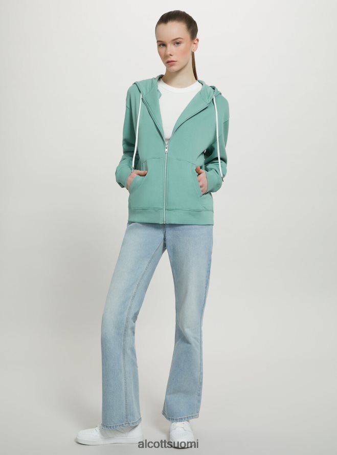 vaatetus fi Alcott naiset puuvillainen peruspusero vetoketjulla ja hupulla taivaansininen HL28P0100