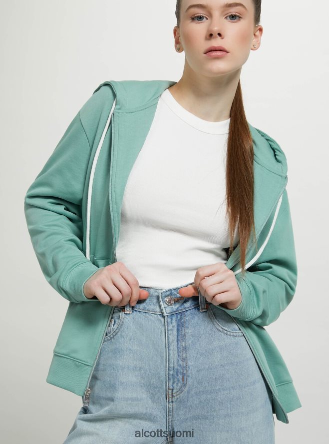 vaatetus fi Alcott naiset puuvillainen peruspusero vetoketjulla ja hupulla taivaansininen HL28P0100