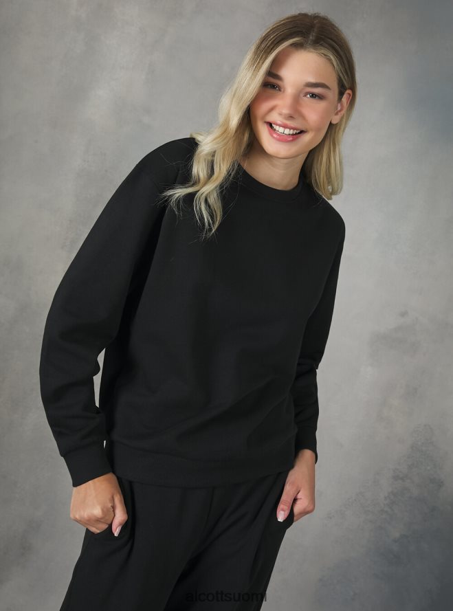 vaatetus fi Alcott naiset puuvillainen pyöreäkauluksinen collegepaita bk1 musta HL28P0159