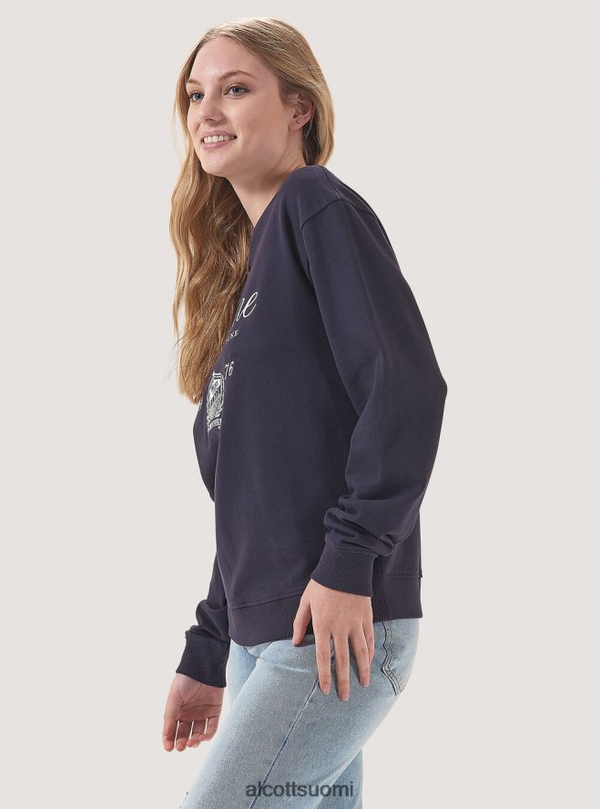 vaatetus fi Alcott naiset pyöreäpääntie brodeerattu collegepaita c0020 luonnonvalkoinen HL28P0238