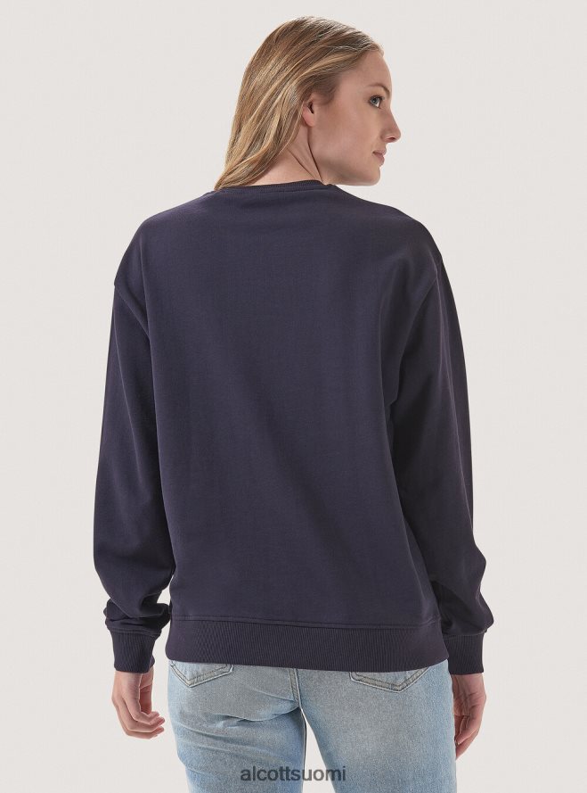 vaatetus fi Alcott naiset pyöreäpääntie brodeerattu collegepaita c0020 luonnonvalkoinen HL28P0238