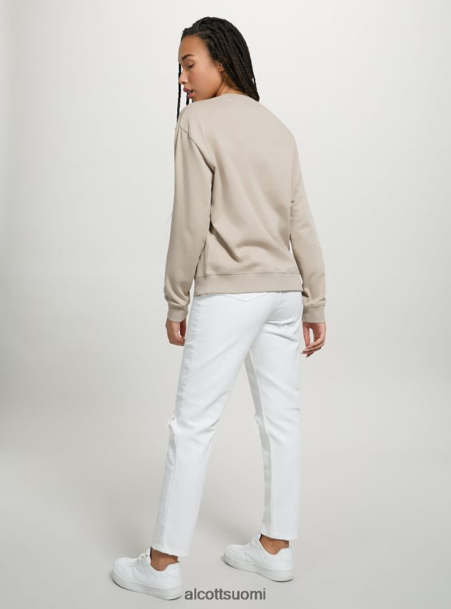 vaatetus fi Alcott naiset tavallinen puuvillainen pyöreäkauluksinen collegepaita wh2 valkoinen HL28P0101