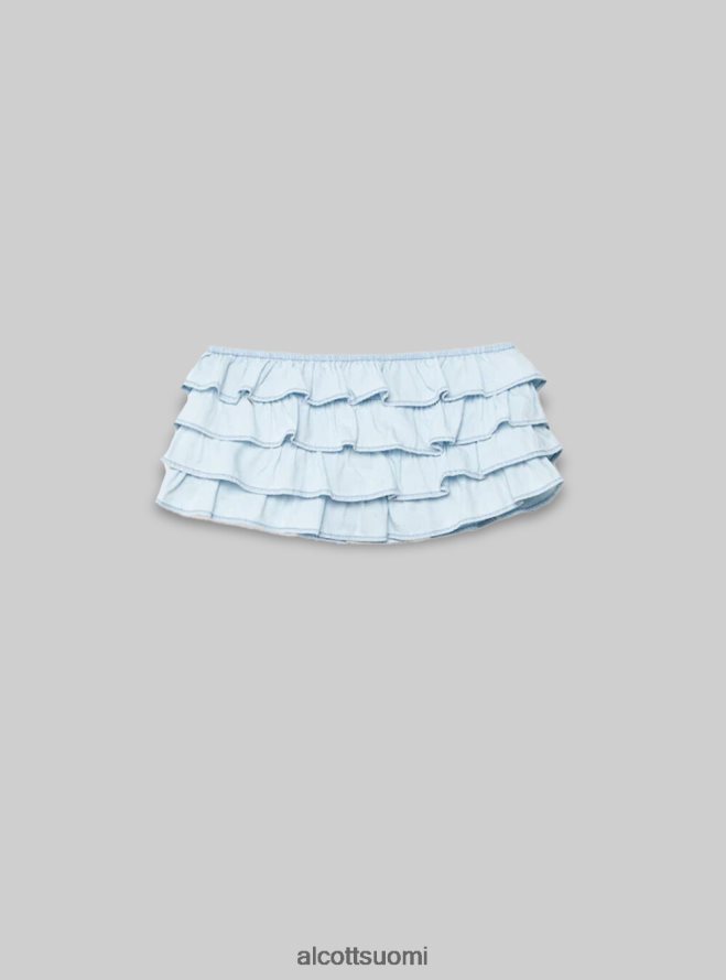 vaatetus fi Alcott naiset katkaistu farkkutoppi röyhelöllä d005 vaaleansininen HL28P0209