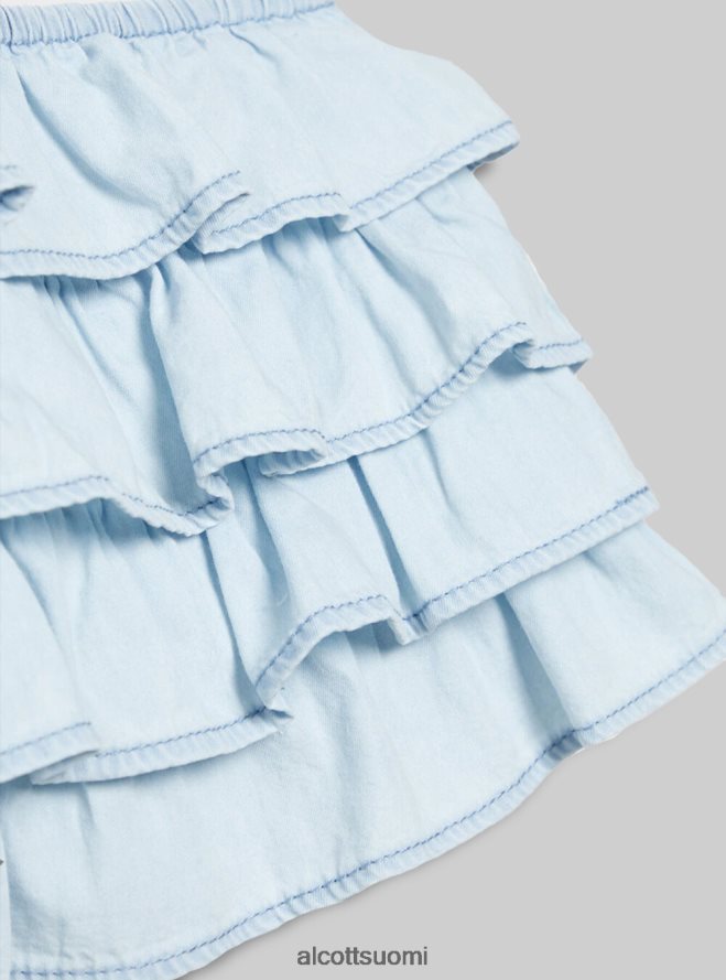 vaatetus fi Alcott naiset katkaistu farkkutoppi röyhelöllä d005 vaaleansininen HL28P0209