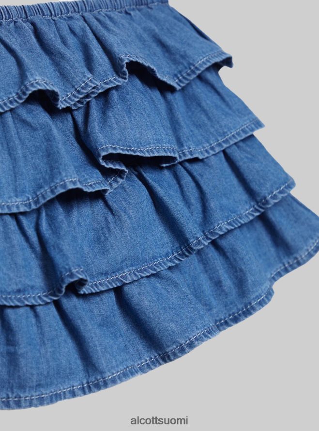 vaatetus fi Alcott naiset katkaistu farkkutoppi röyhelöllä d005 vaaleansininen HL28P0437