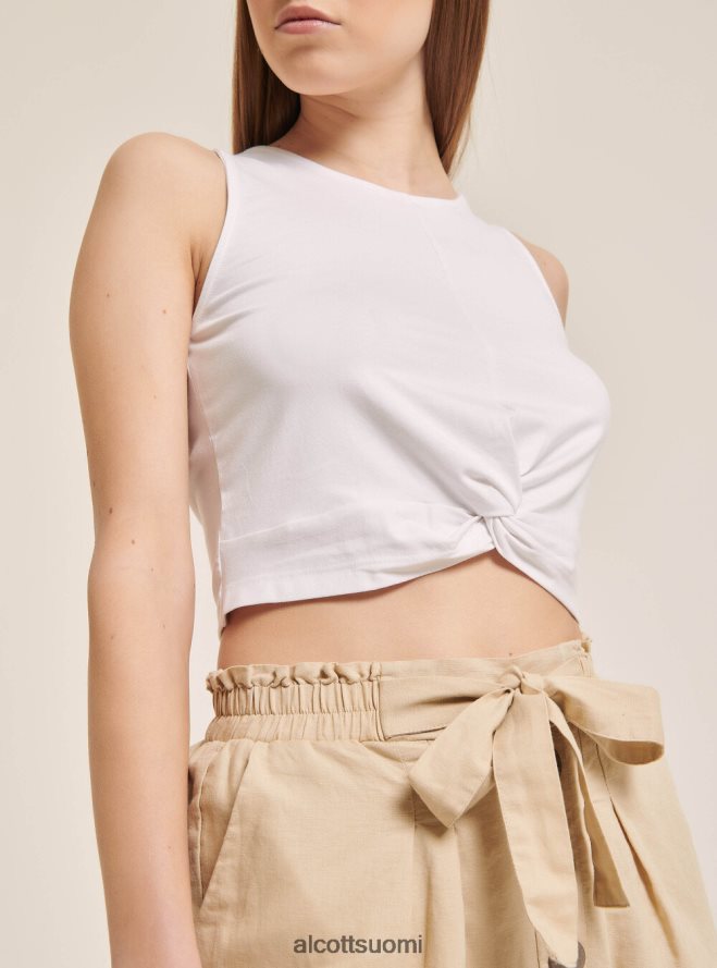 vaatetus fi Alcott naiset perusrajattu toppi puuvillasolmulla bk1 musta HL28P0146